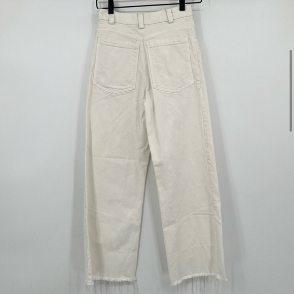 RACHEL COMEY WHITE RAW CUT WHITE DENIM WIDE LEG ANKLE JEANS - Picture 4 of 7